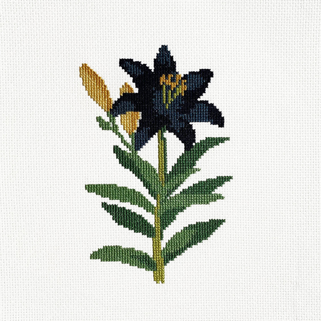 Black Lily Counted Cross Stitch Kit - Vintage Floral Design
