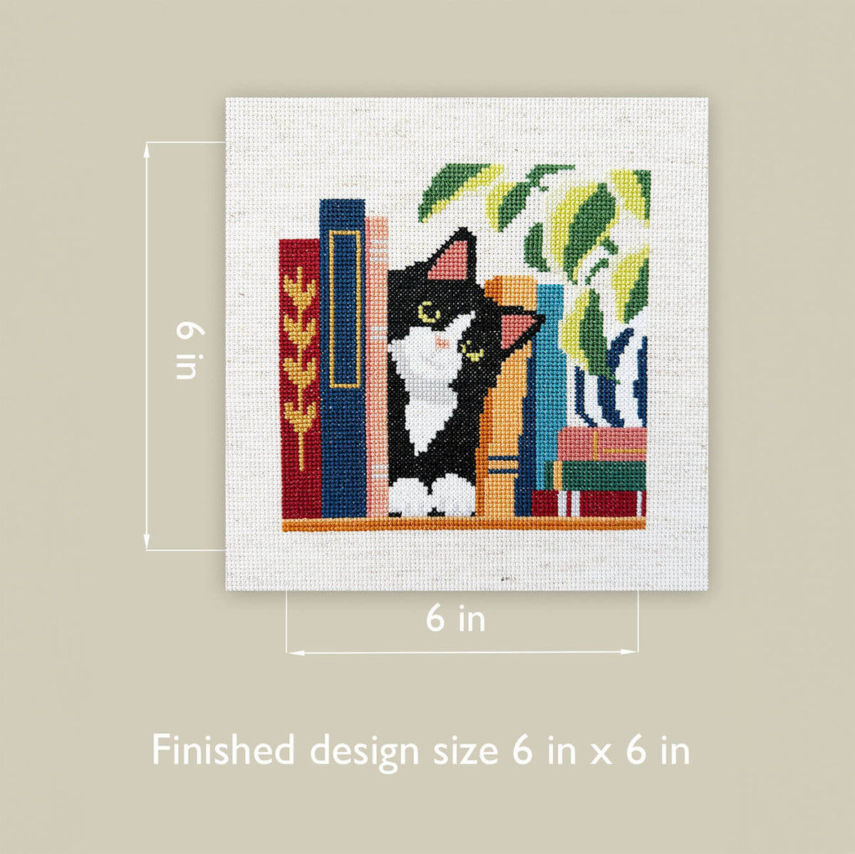 Bookshelf Tuxedo Cat Digital Chart