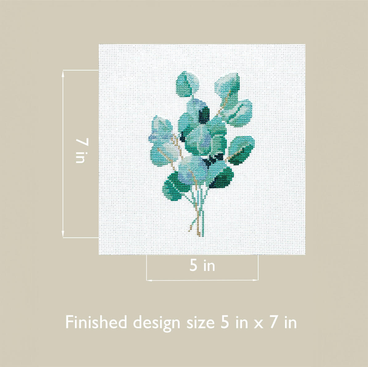 Eucalyptus Counted Cross Stitch Kit - Elegant Botanical Design