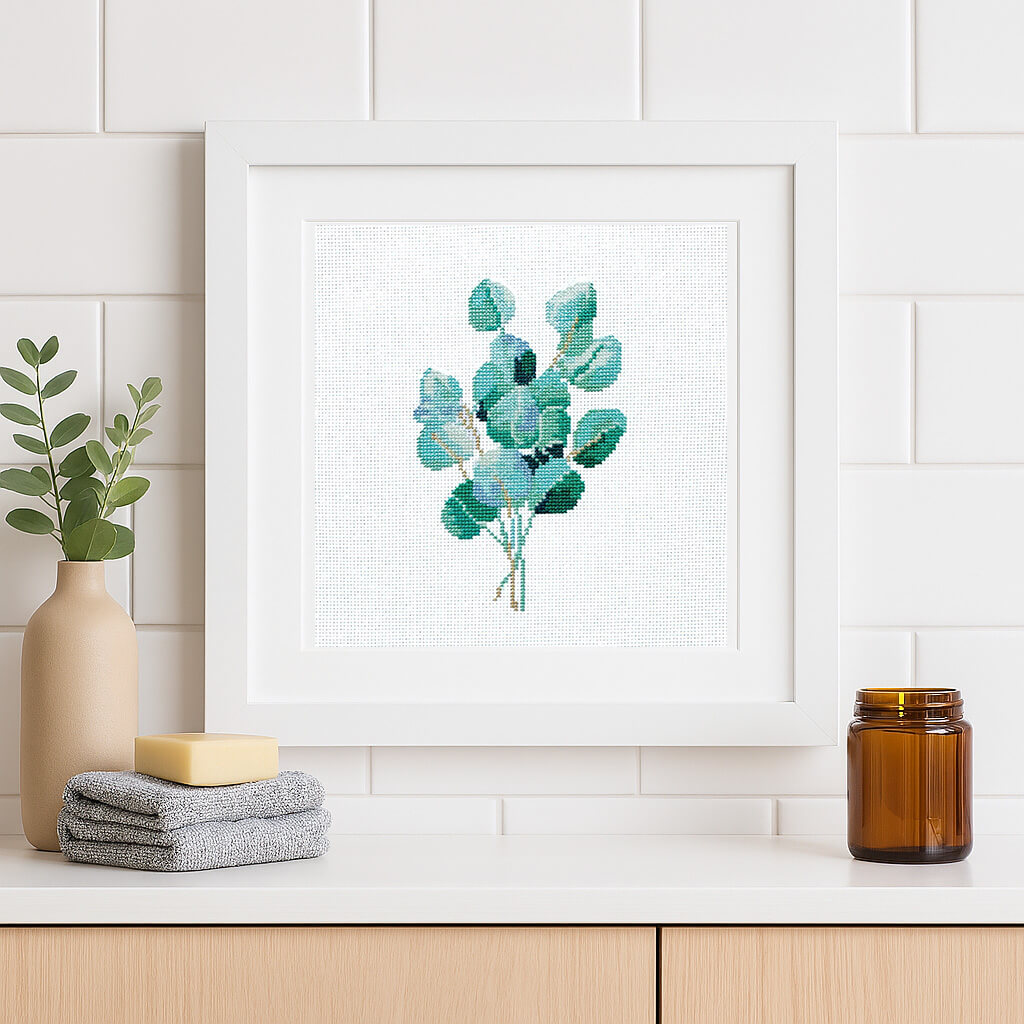 Eucalyptus Counted Cross Stitch Kit - Elegant Botanical Design