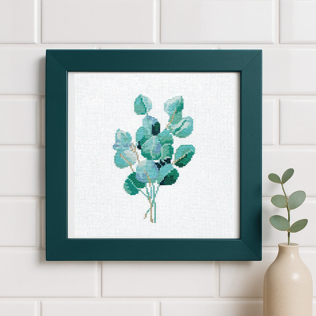 Eucalyptus Counted Cross Stitch Kit - Elegant Botanical Design