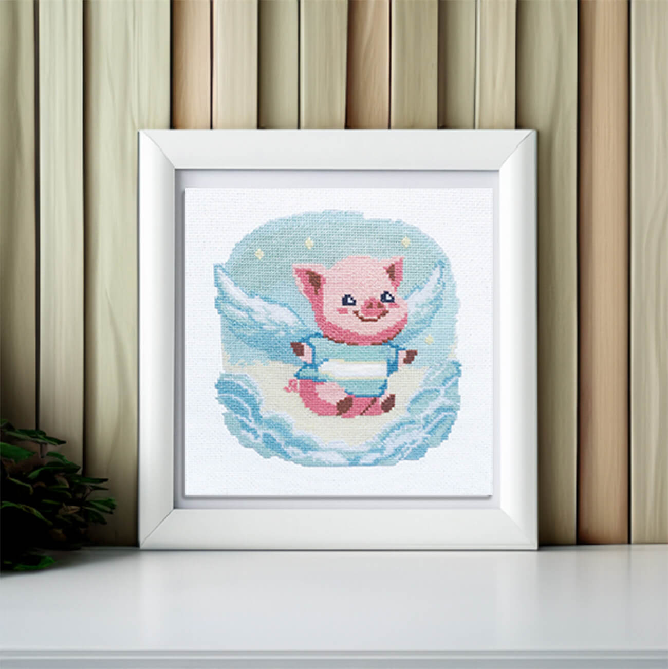 Flying Piggy - Modern Kawaii Counted Cross Stitch Kit for Dreamers