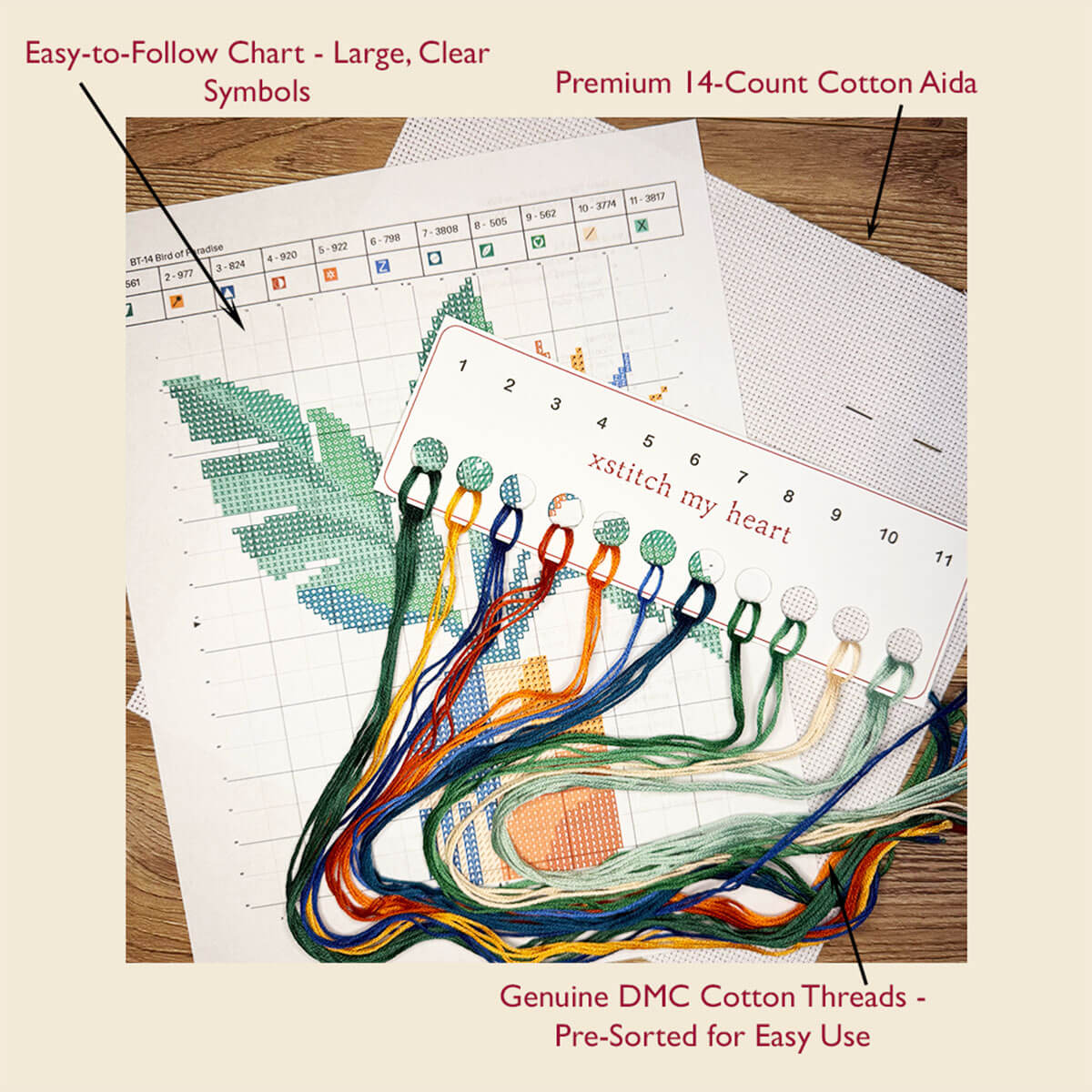 Bird of Paradise Beginner Botanical Cross Stitch Kit