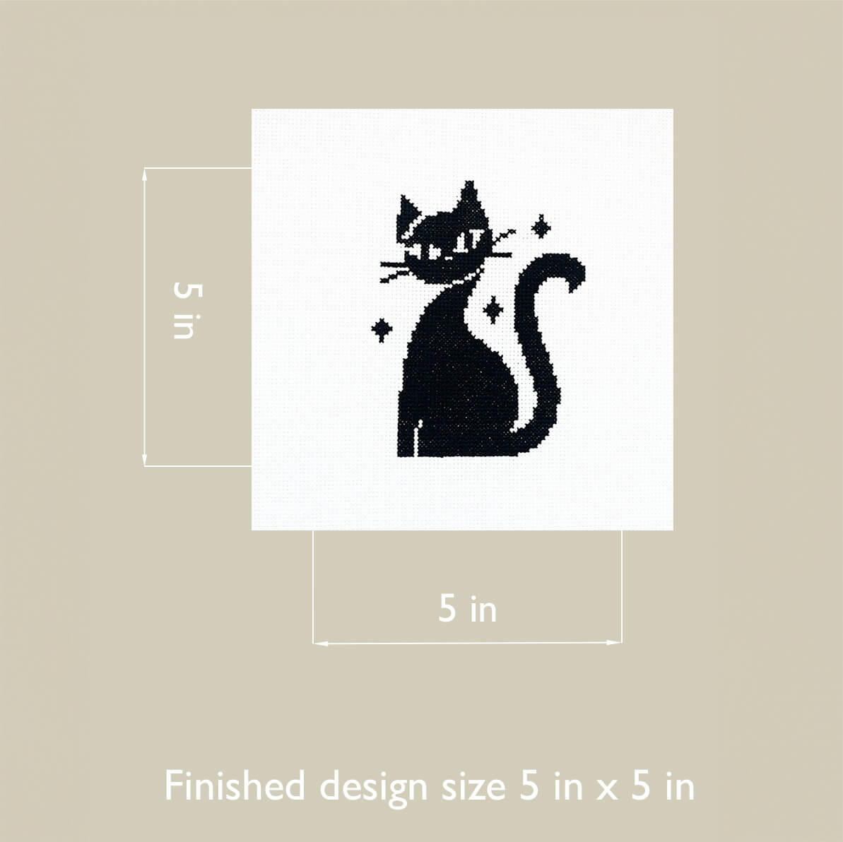 Mini Black Cat - Chic & Easy Graphic Modern Counted Cross Stitch Kit for Beginners