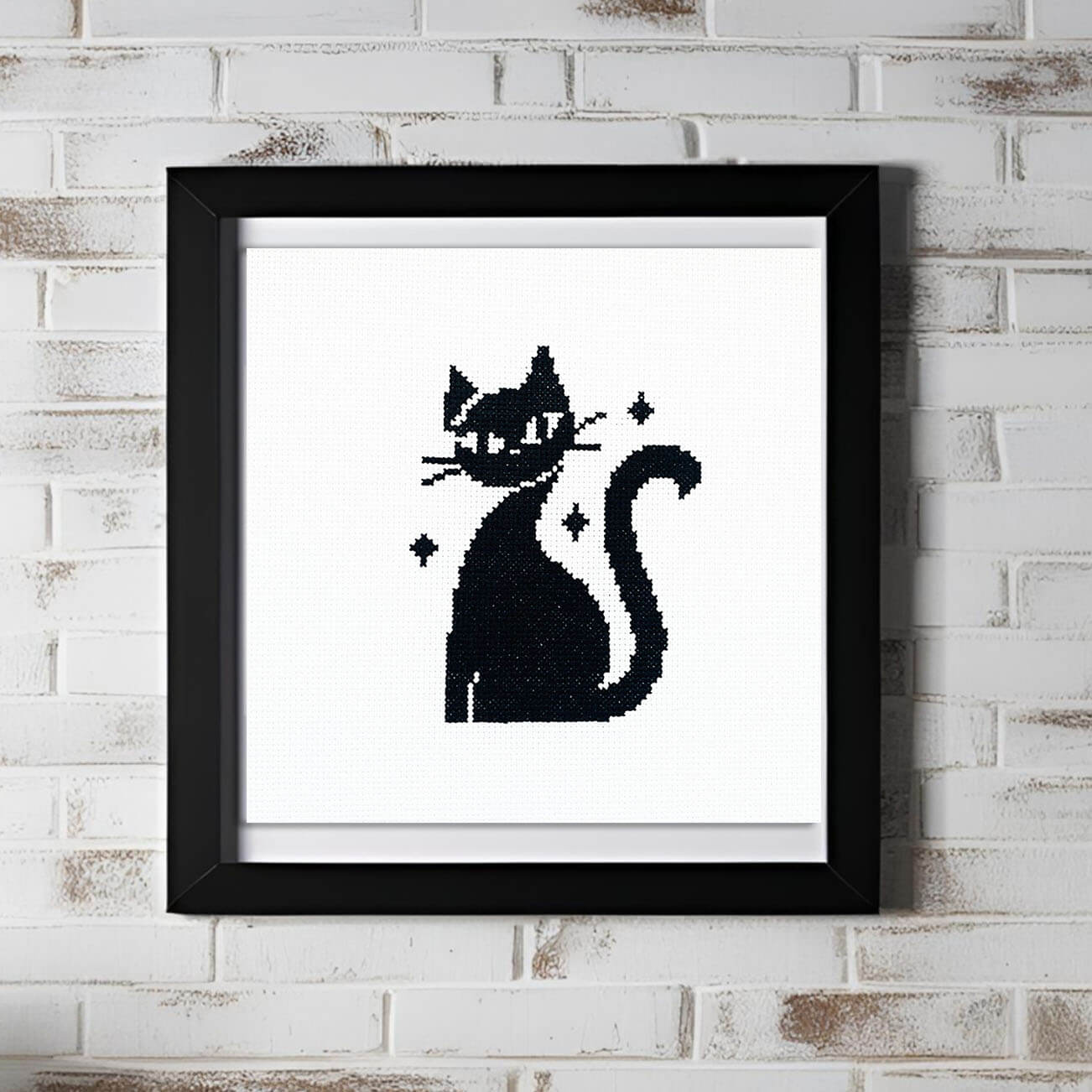 Mini Black Cat - Chic & Easy Graphic Modern Counted Cross Stitch Kit for Beginners