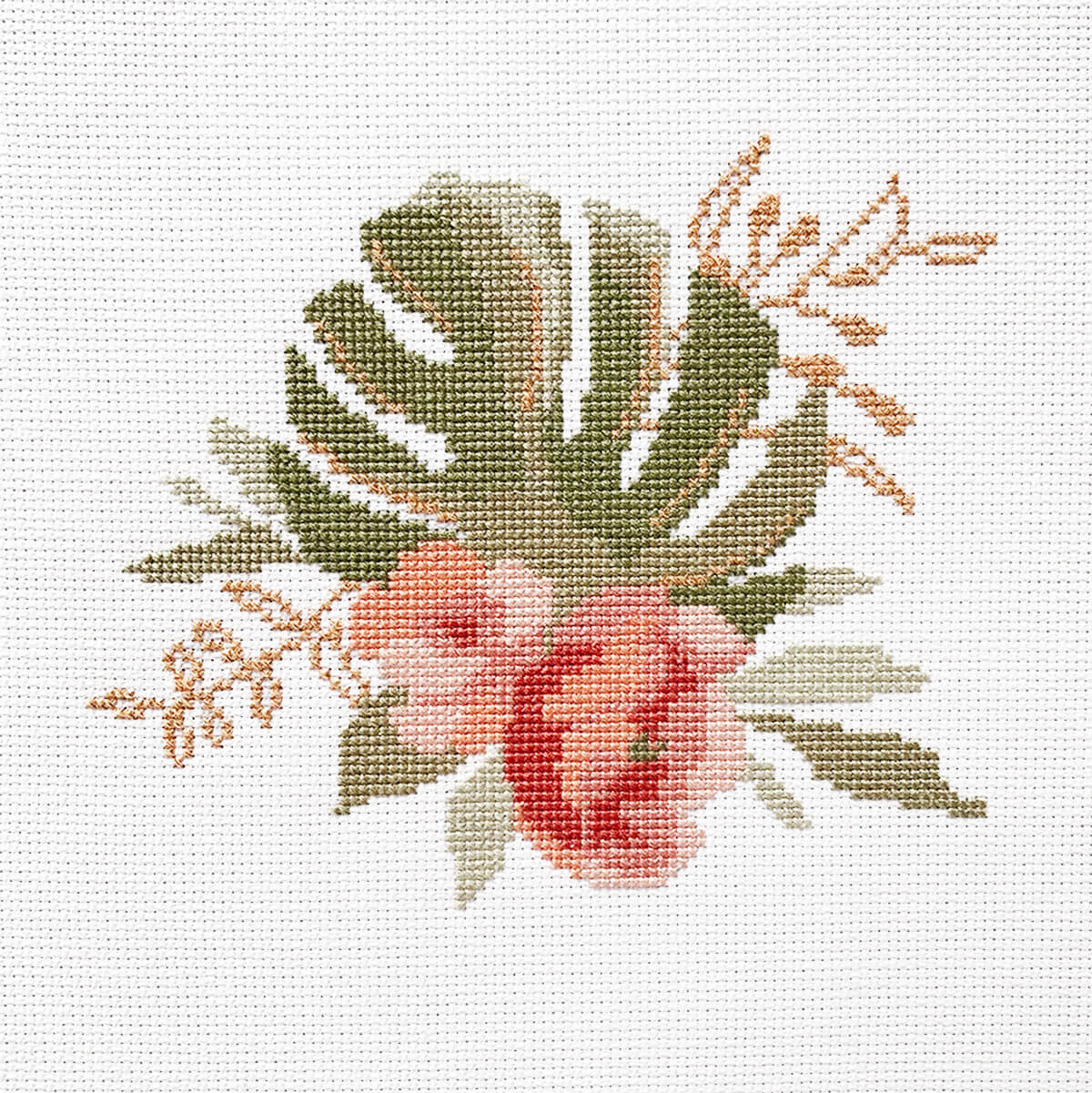 Peonies Counted Cross Stitch Kit - Elegant Beginner-Friendly Floral Design