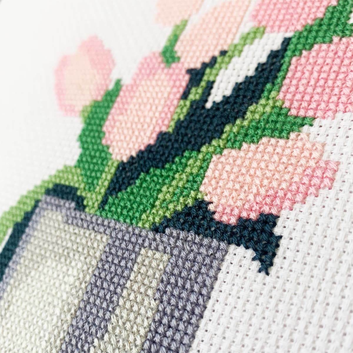 Pink Tulips - Counted Cross Stitch Kit