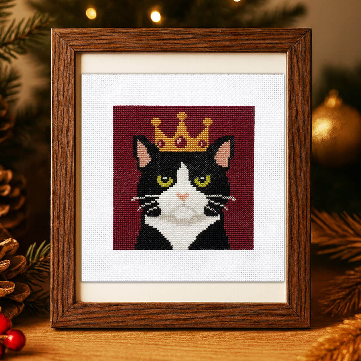 Royal Tuxedo Cat - Counted Cross Stitch Kit