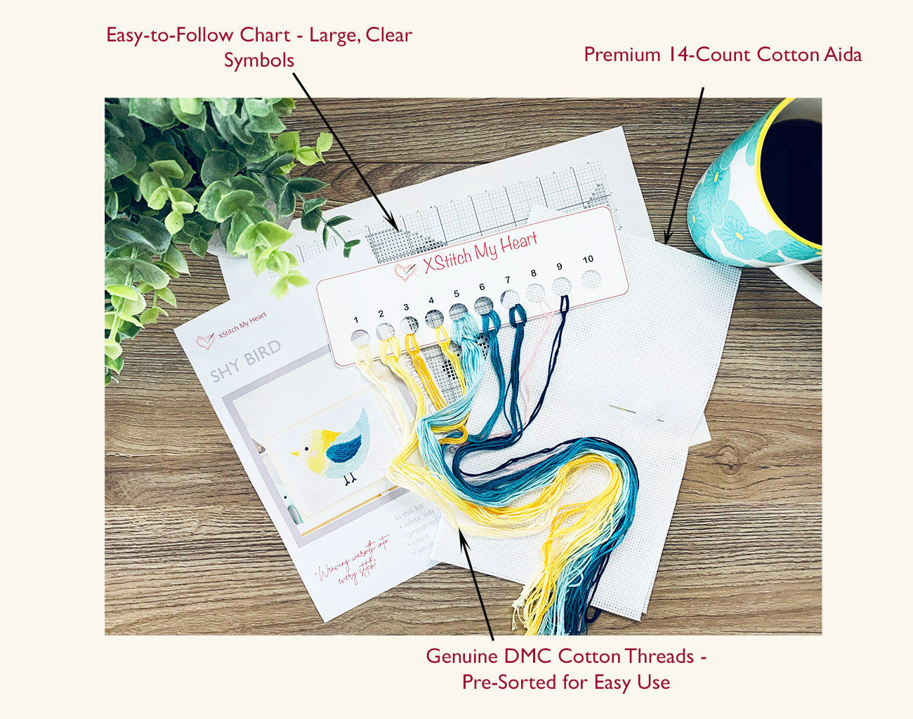 Shy Bird - Counted Cross Stitch Kit