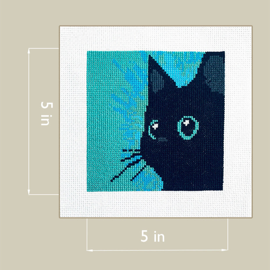 Sneaky Cat - Modern Counted Cross Stitch Kit for Cat Lovers