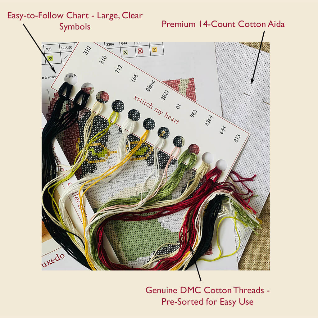 The Reading Tuxedo - Counted Cross Stitch Kit