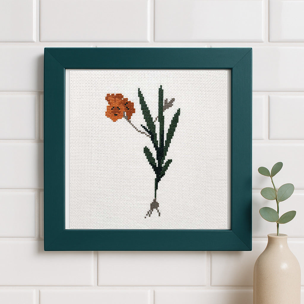 Amber Bloom Counted Cross Stitch Kit - Vintage Botanical  Design