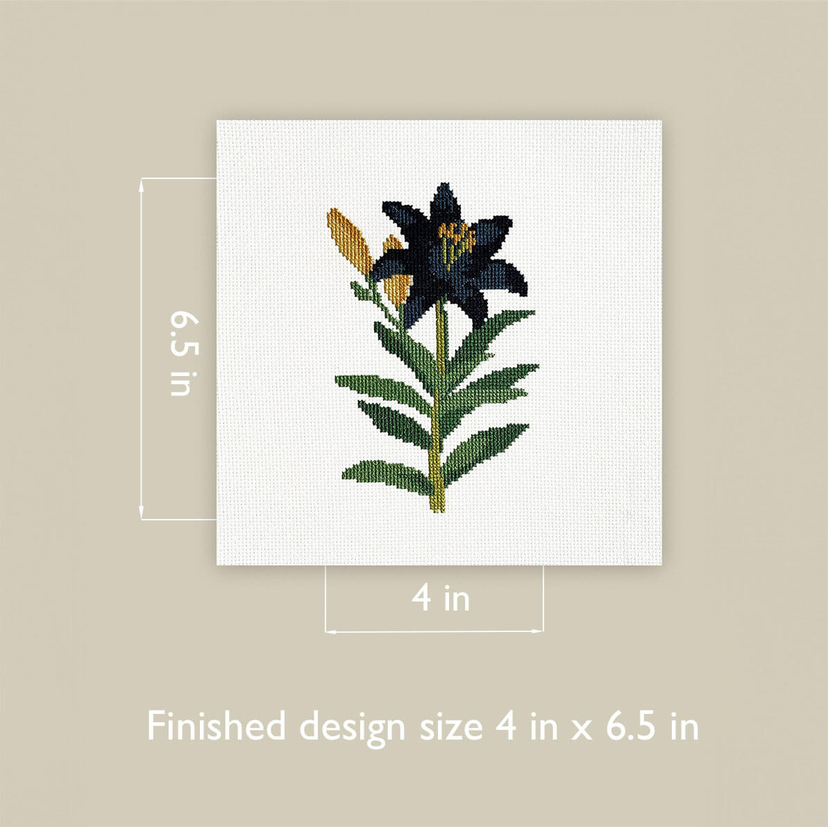 Black Lily Counted Cross Stitch Kit - Vintage Floral Design