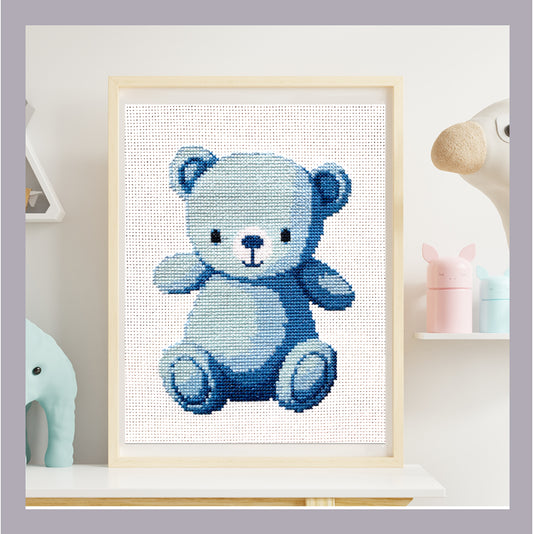 Blue Bear Cross Stitch Kit 5" x 7"