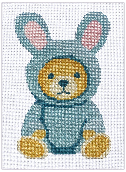 Bunny PJs Teddy Bear Cross-stitch Kit