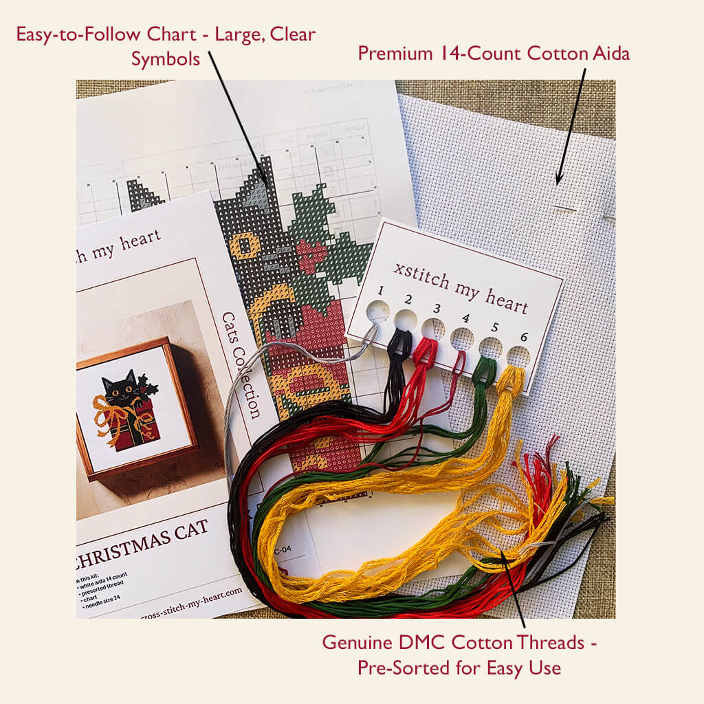 Christmas Cat - Counted Cross Stitch Kit