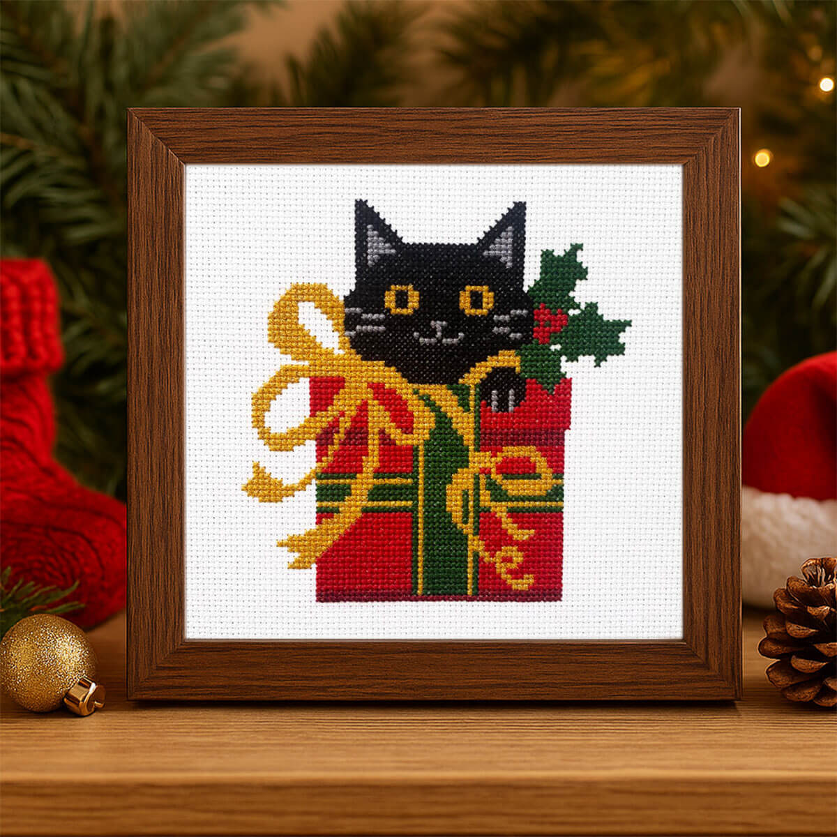 Christmas Cat - Counted Cross Stitch Kit