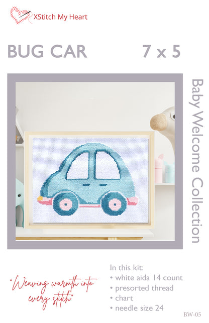 Bug Car Cross Stitch Kit 7" x 5"