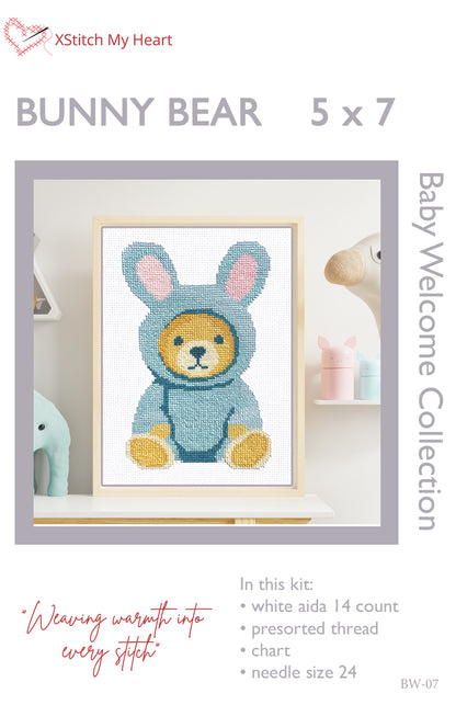 Bunny PJs Teddy Bear Cross-stitch Kit