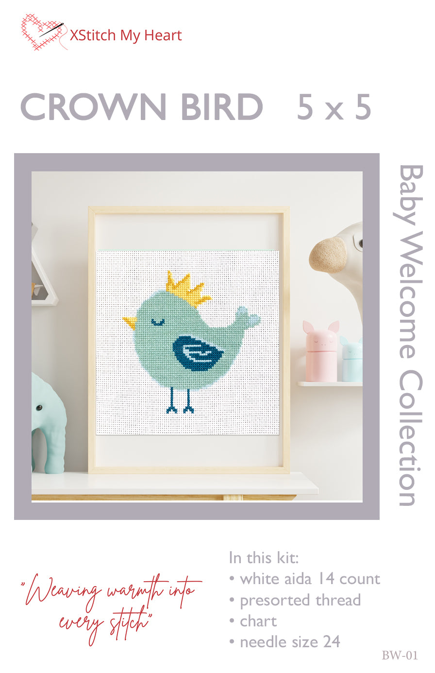 Crown Bird Cross-stitch Kit