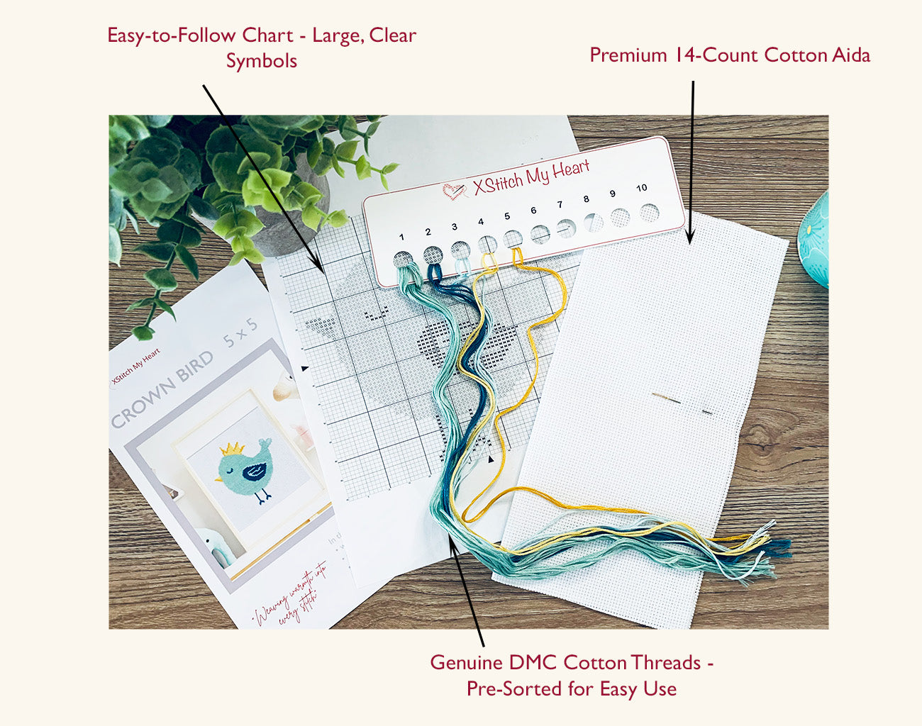 Crown Bird - Counted Cross Stitch Kit