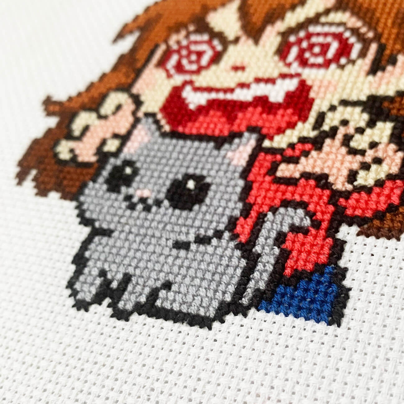 Cuteness Aggression - Funny Kawaii Counted Cross Stitch Kit for Cat and Anime Lovers