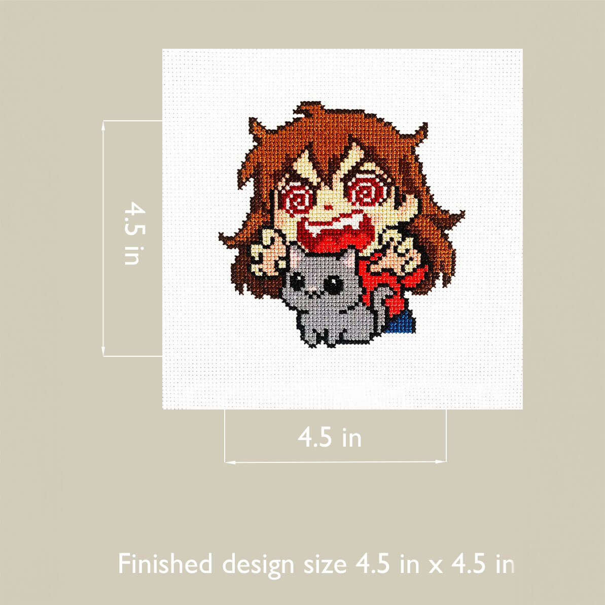 Cuteness Aggression - Funny Kawaii Counted Cross Stitch Kit for Cat and Anime Lovers