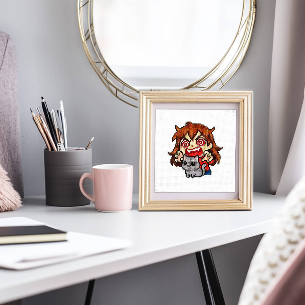Cuteness Aggression - Funny Kawaii Counted Cross Stitch Kit for Cat and Anime Lovers