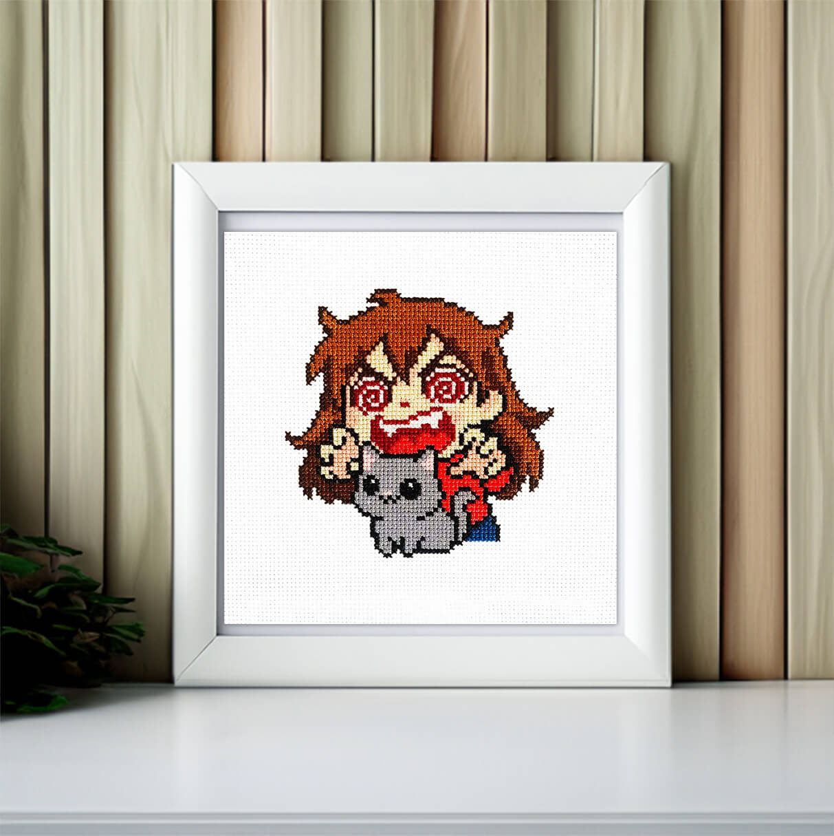 Cuteness Aggression - Funny Kawaii Counted Cross Stitch Kit for Cat and Anime Lovers