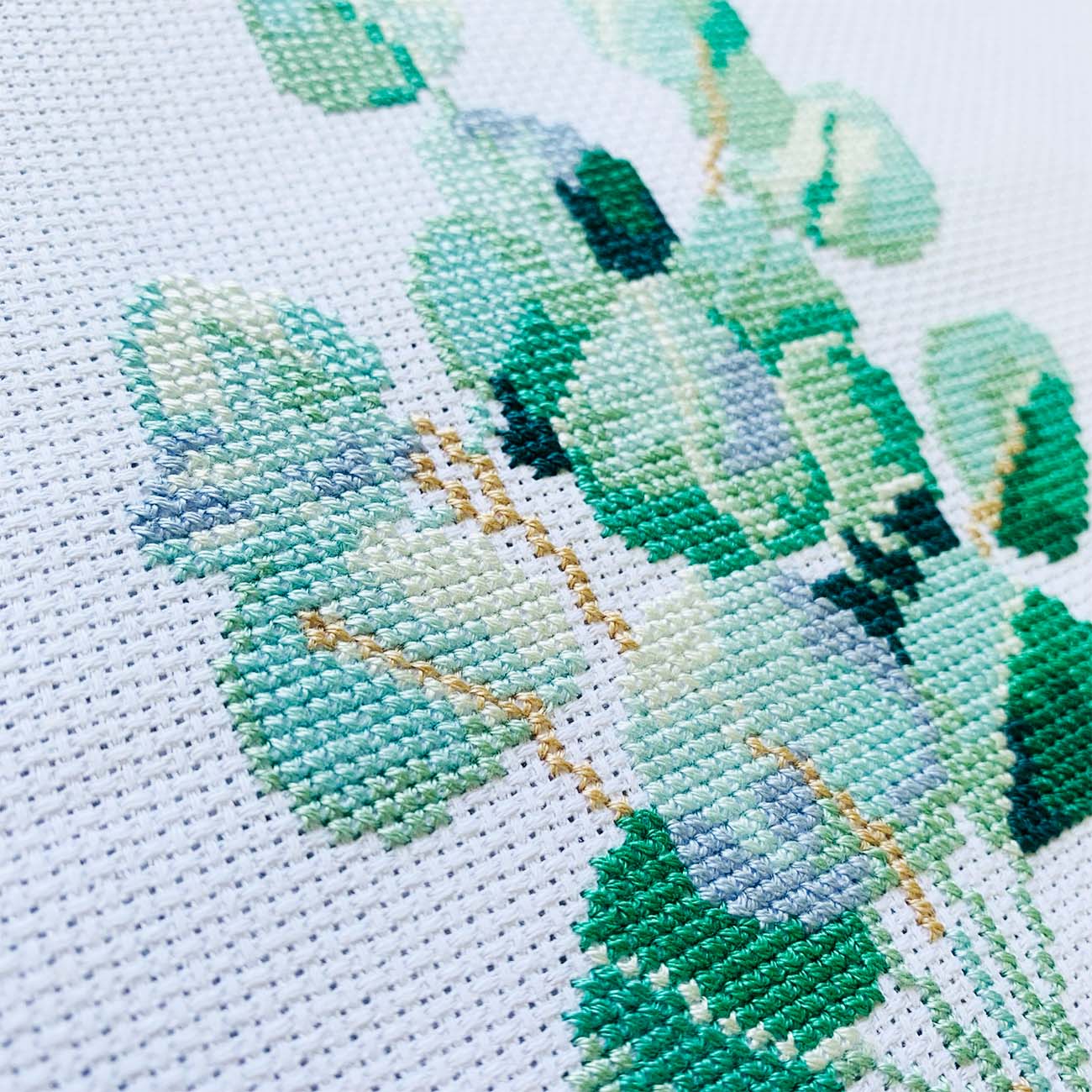 Eucalyptus Counted Cross Stitch Kit - Elegant Botanical Design