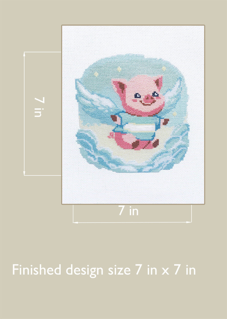 Flying Piggy - Modern Kawaii Counted Cross Stitch Kit for Dreamers