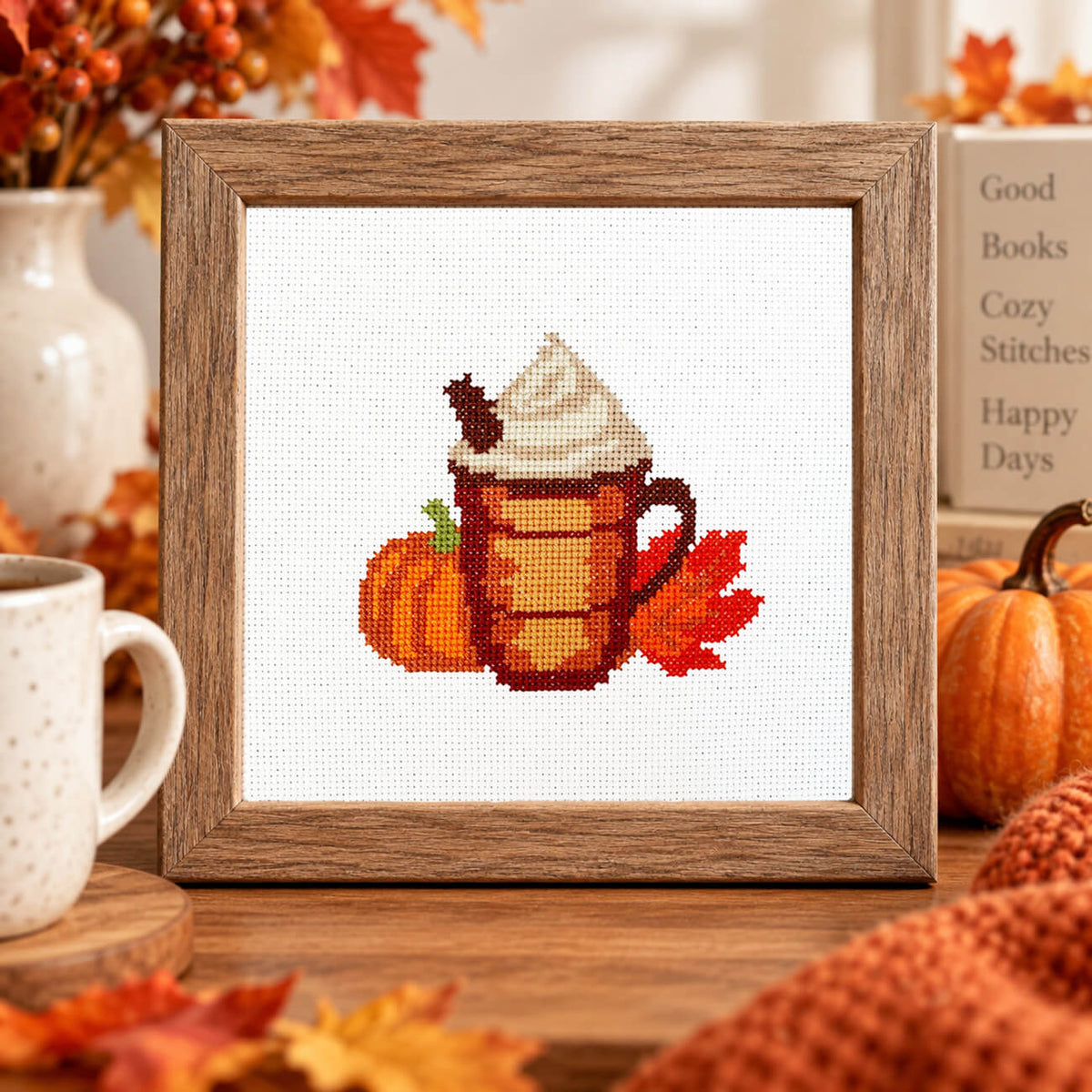 Pumpkin Spice Latte Counted Cross Stitch Kit