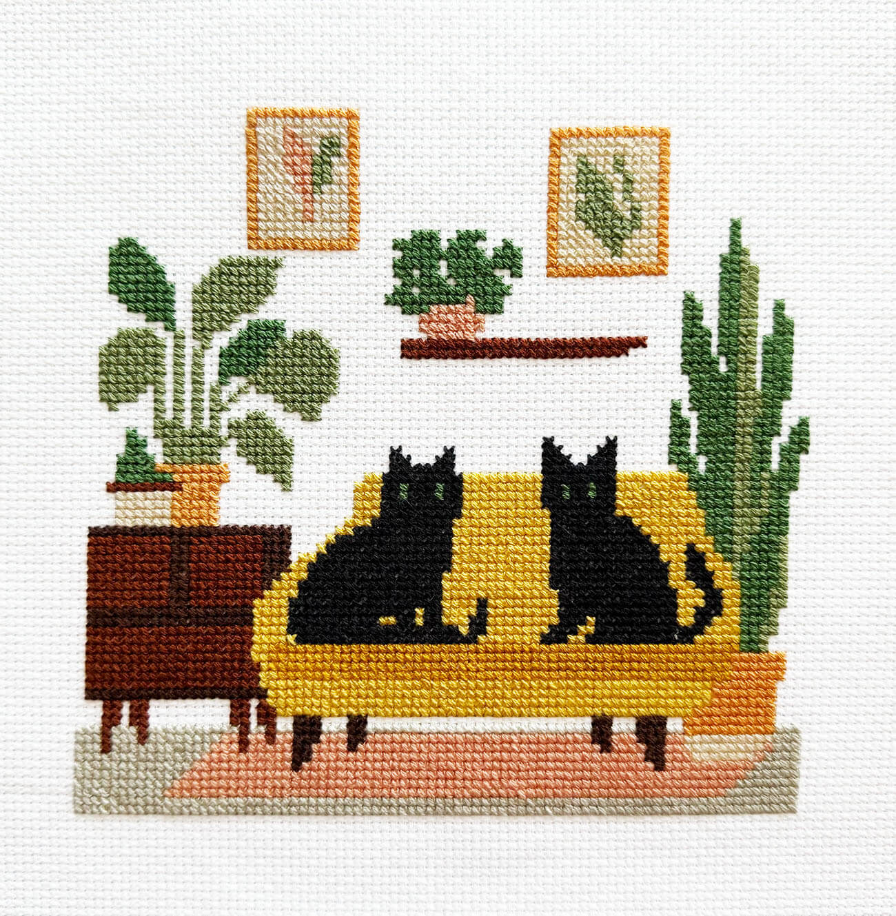 Mid-Century Cats Counted Cross Stitch Kit