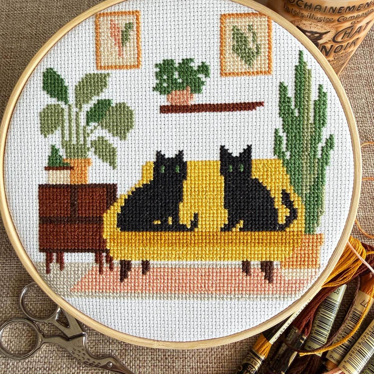 Mid-Century Cats Counted Cross Stitch Kit