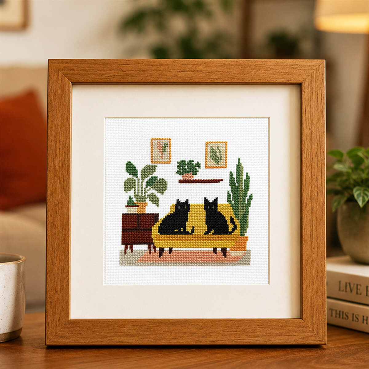 Mid-Century Cats Counted Cross Stitch Kit