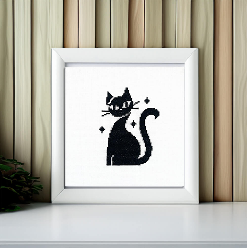 Mini Black Cat - Counted Cross Stitch Kit