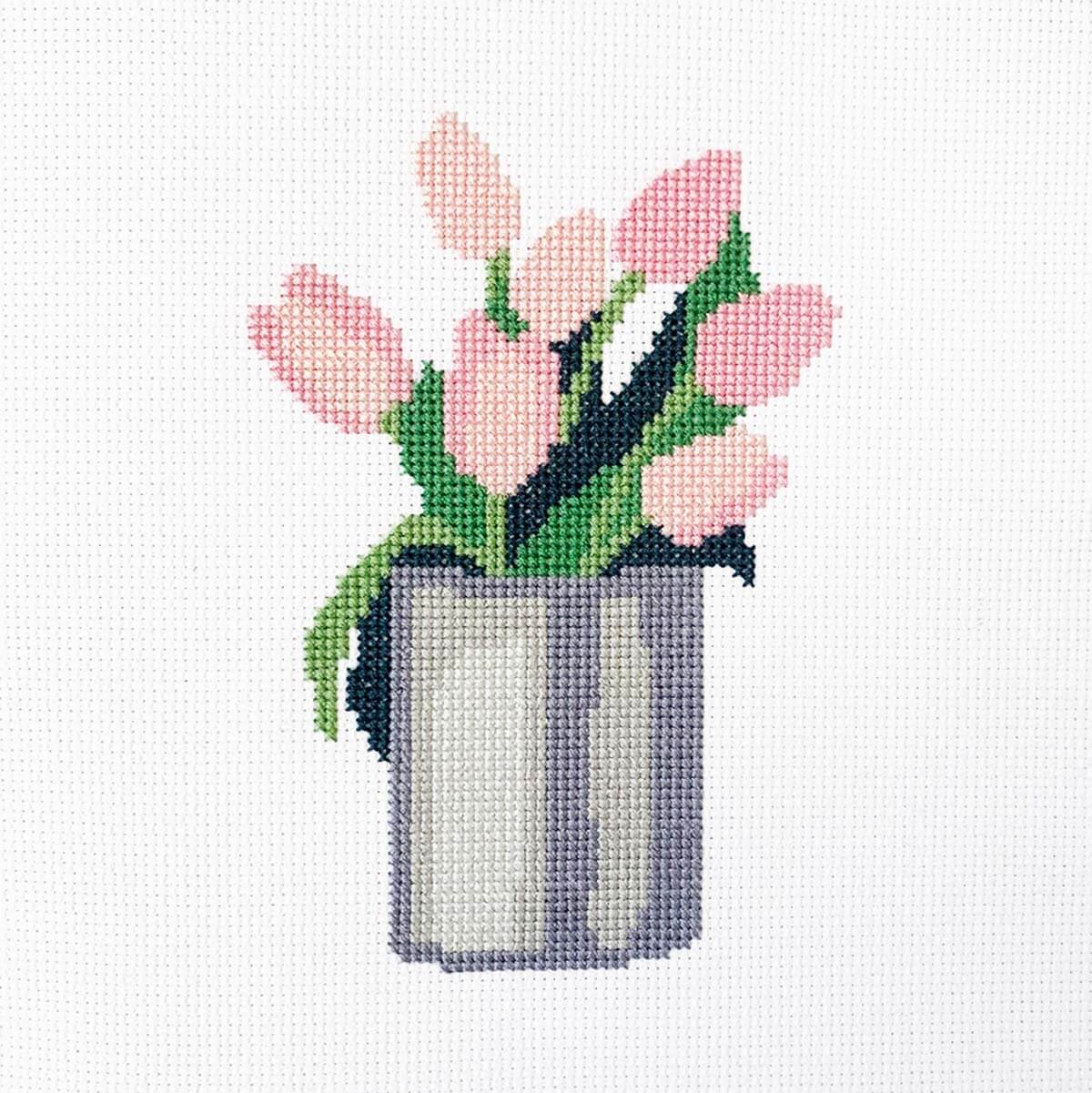 Pink Tulips - Counted Cross Stitch Kit