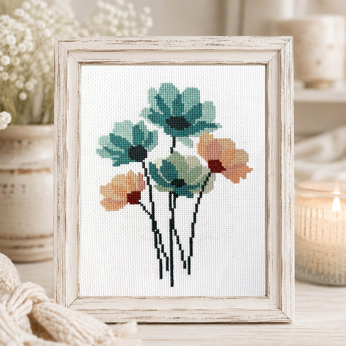 Silk Flowers Beginner Counted Cross Stitch Kit