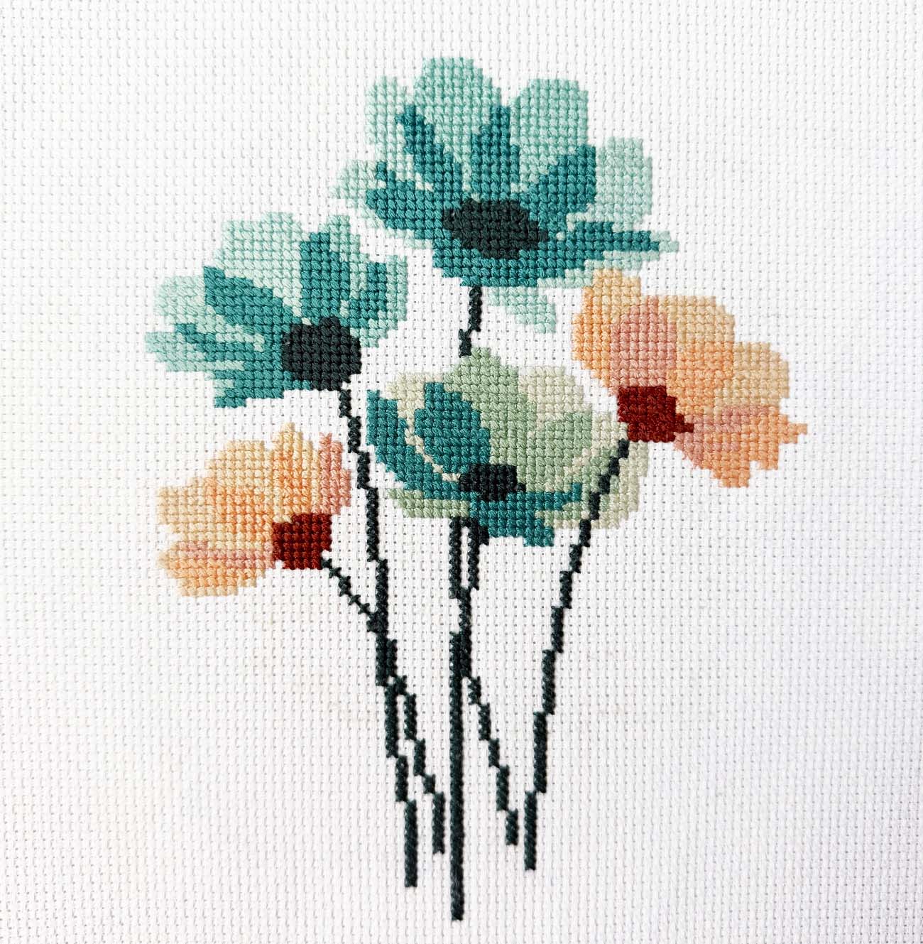 Silk Flowers Beginner Counted Cross Stitch Kit