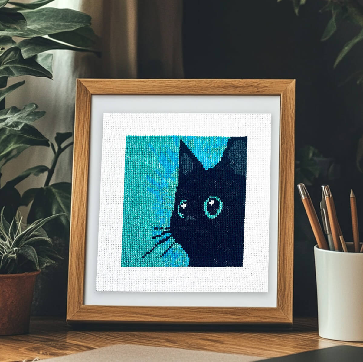 Sneaky Cat - Modern Counted Cross Stitch Kit for Cat Lovers