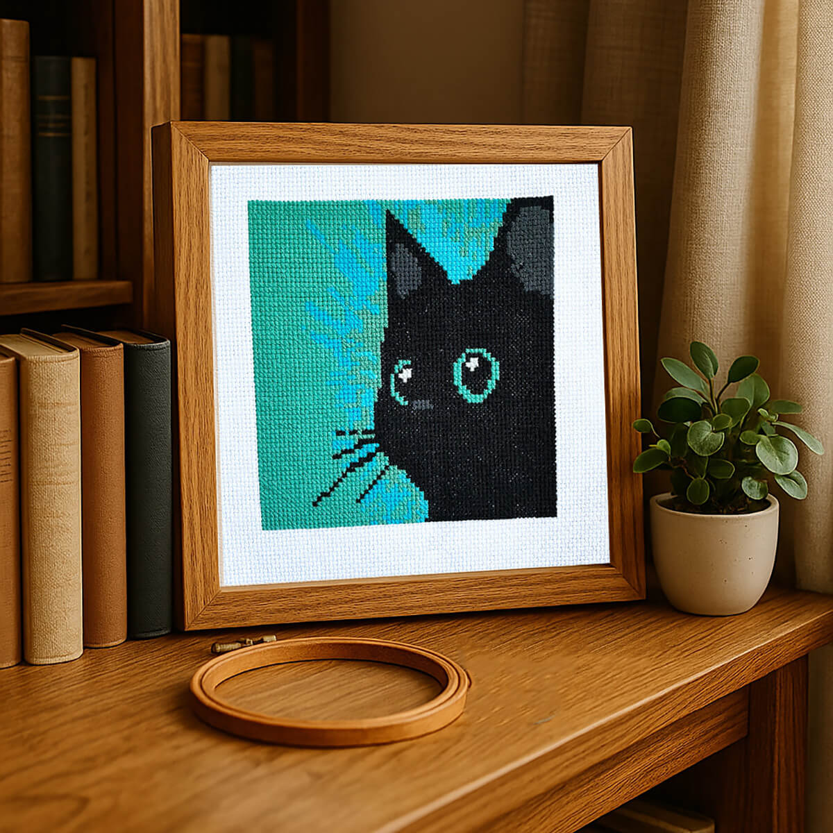 Sneaky Cat - Modern Counted Cross Stitch Kit for Cat Lovers