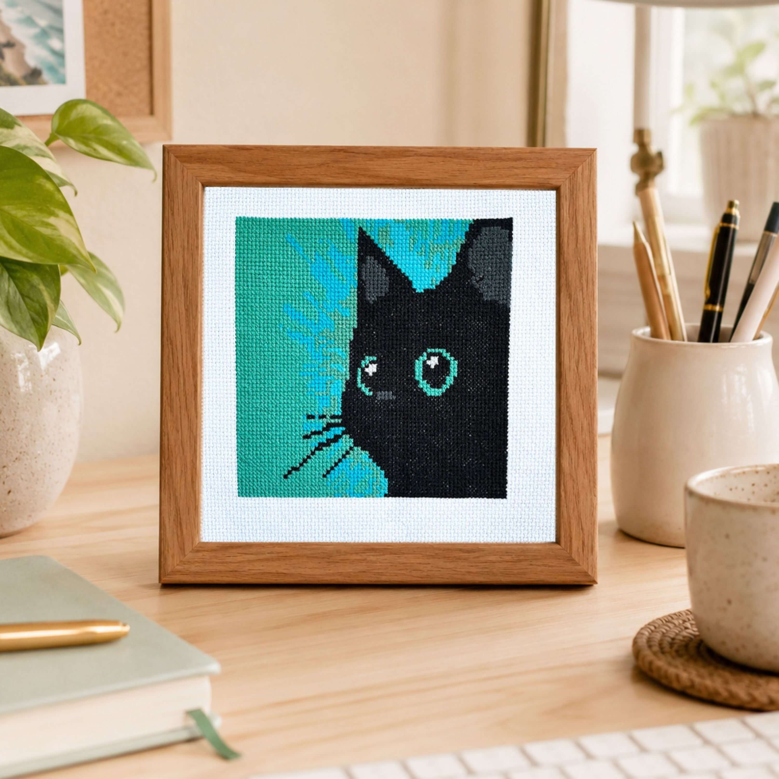 Sneaky Cat - Modern Counted Cross Stitch Kit for Cat Lovers