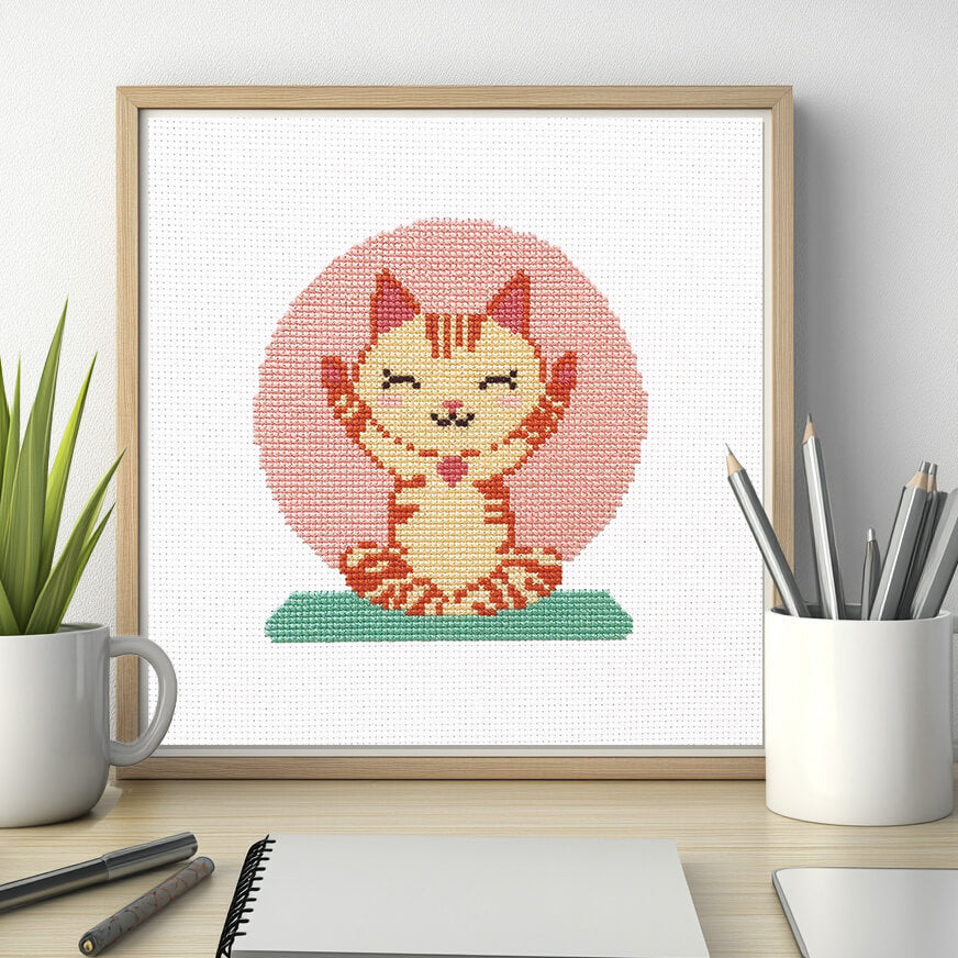Sun Salutation Kitty - Counted Cross Stitch Kit