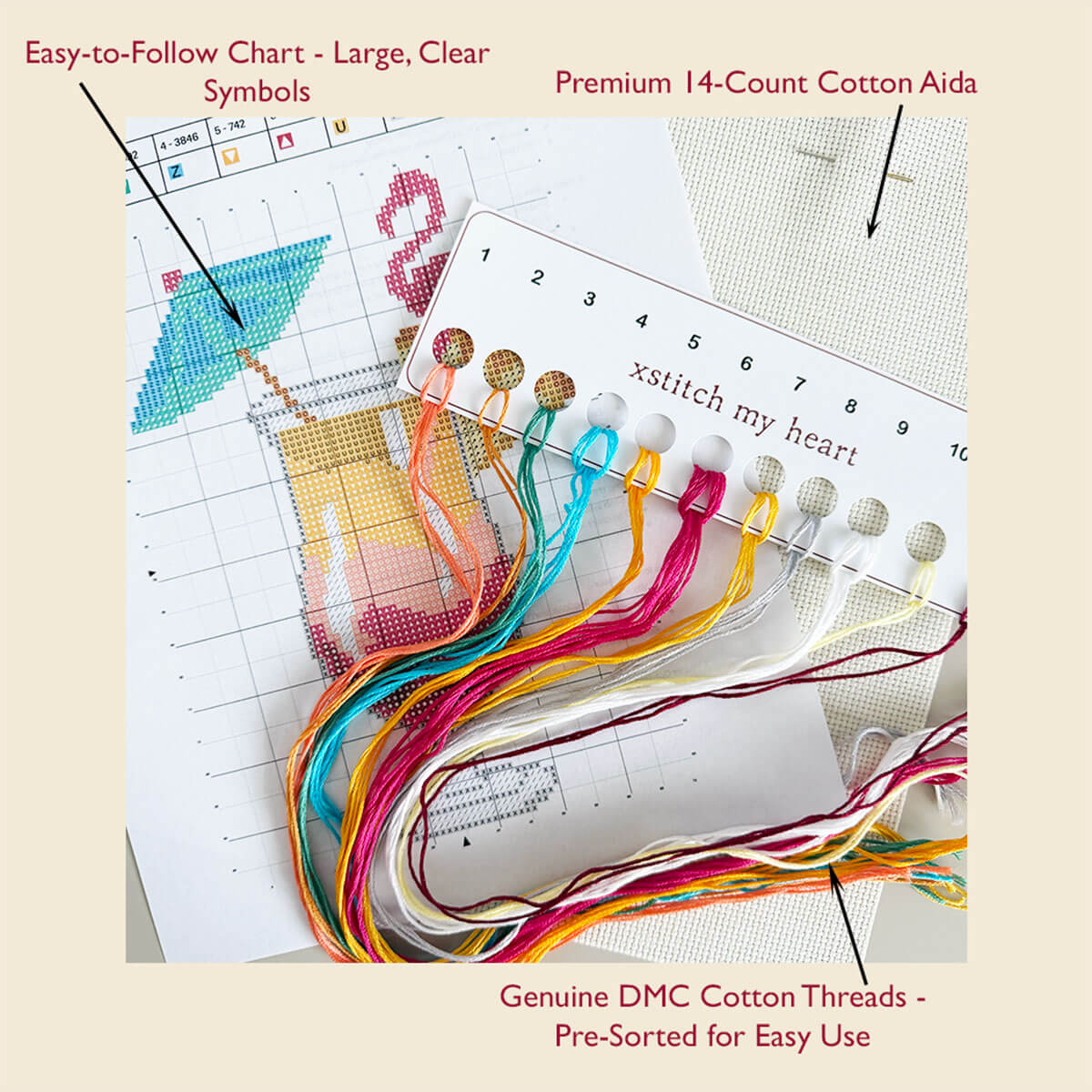 Sunset Cocktail Beginner Counted Cross Stitch Kit