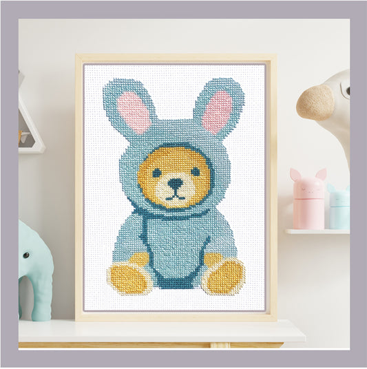 Bunny PJs Teddy Bear Cross-stitch Kit