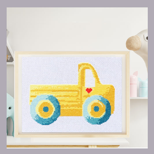 Yellow Truck Cross Stitch Kit 7" x 5"